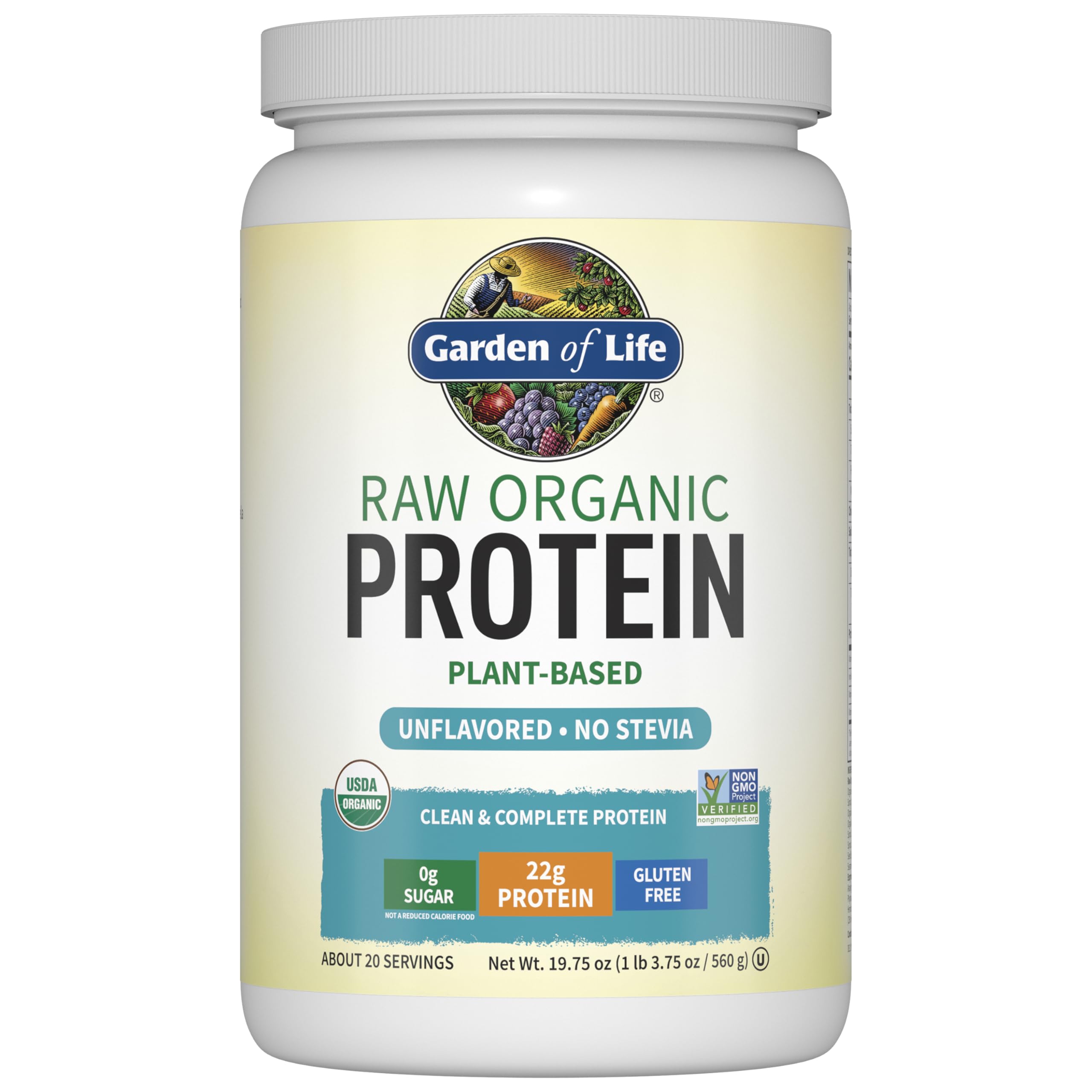 Organic Vegan Protein Powder, Plant Based & BCAAs, Organic Protein Powder with Probiotics & Enzymes, Non-GMO, Gluten-Free Lactose Free 1.2 LB