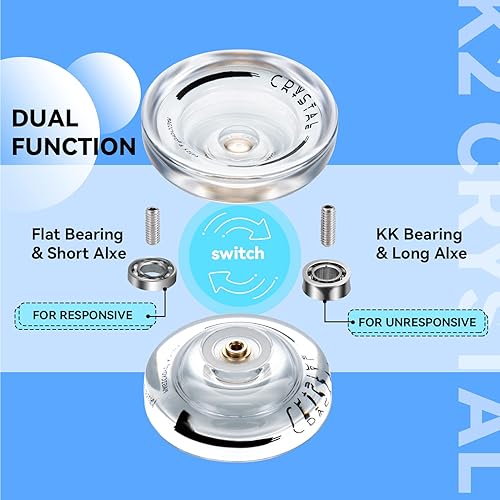 Vista 7 de MAGICYOYO Yoyos de doble propósito, paquete de 2, Yoyo de metal N11 y plástico Yo Yo K2 Crystal White Responsive Yo Yos para niños principiantes