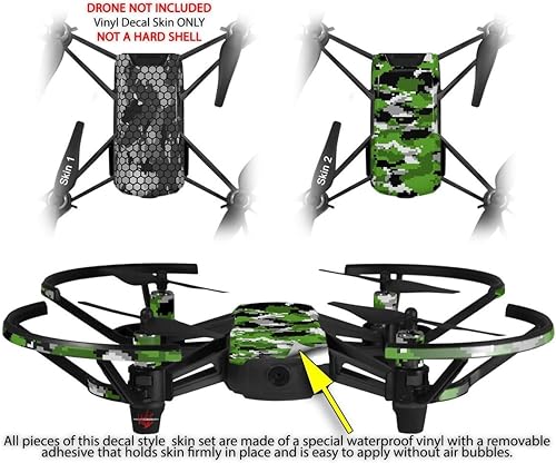 Miniatura 2 de Skin Decal Wrap Pack 2 para DJI Ryze Tello Drone HEX Mesh Camo 01 Gris Drone no Incluido