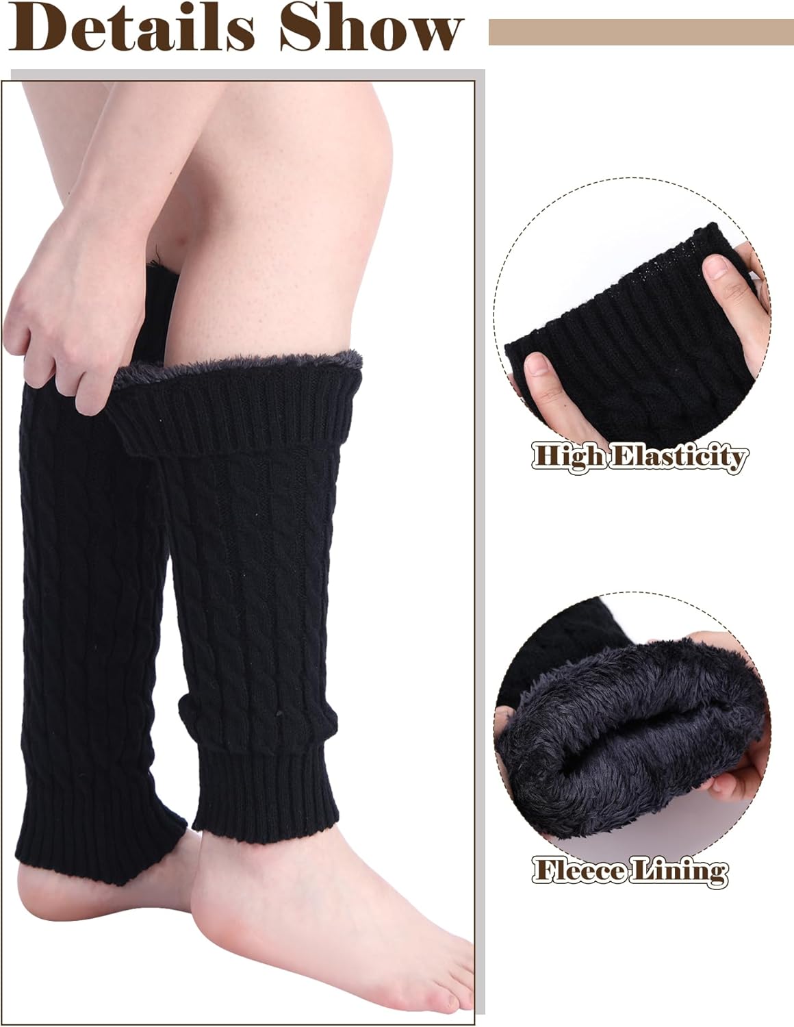 Shihanee 6 Pairs Women Fleece Lined Leg Warmers Knit Winter Warm Retro Leg Warmer Long Boot Socks for Daily Wear Ice Skating - Image 4