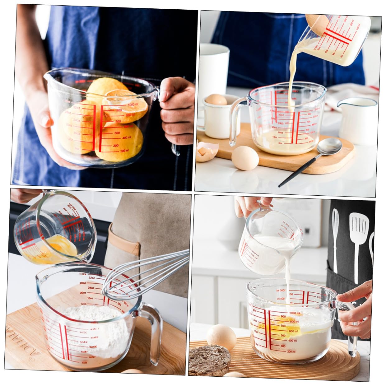 Messbecher aus Glas, 1 Stück, Rund, Transparent, Hitzebeständig