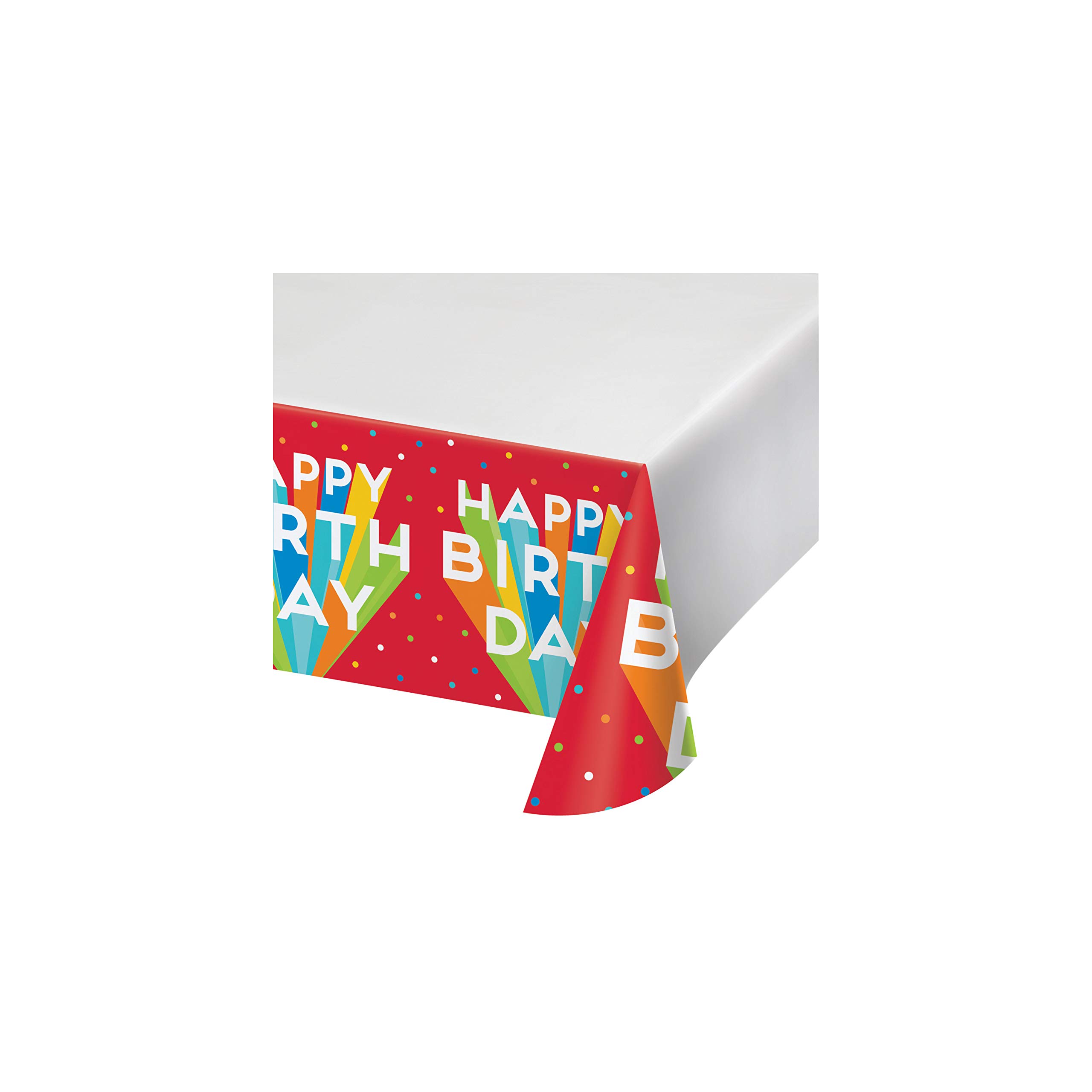 Amazon Com Creative Converting 3515 Happy Birthday Bash Plastic Tablecloth 1 Ct Green Blue Yellow Orange And Red 48 X Toys Games