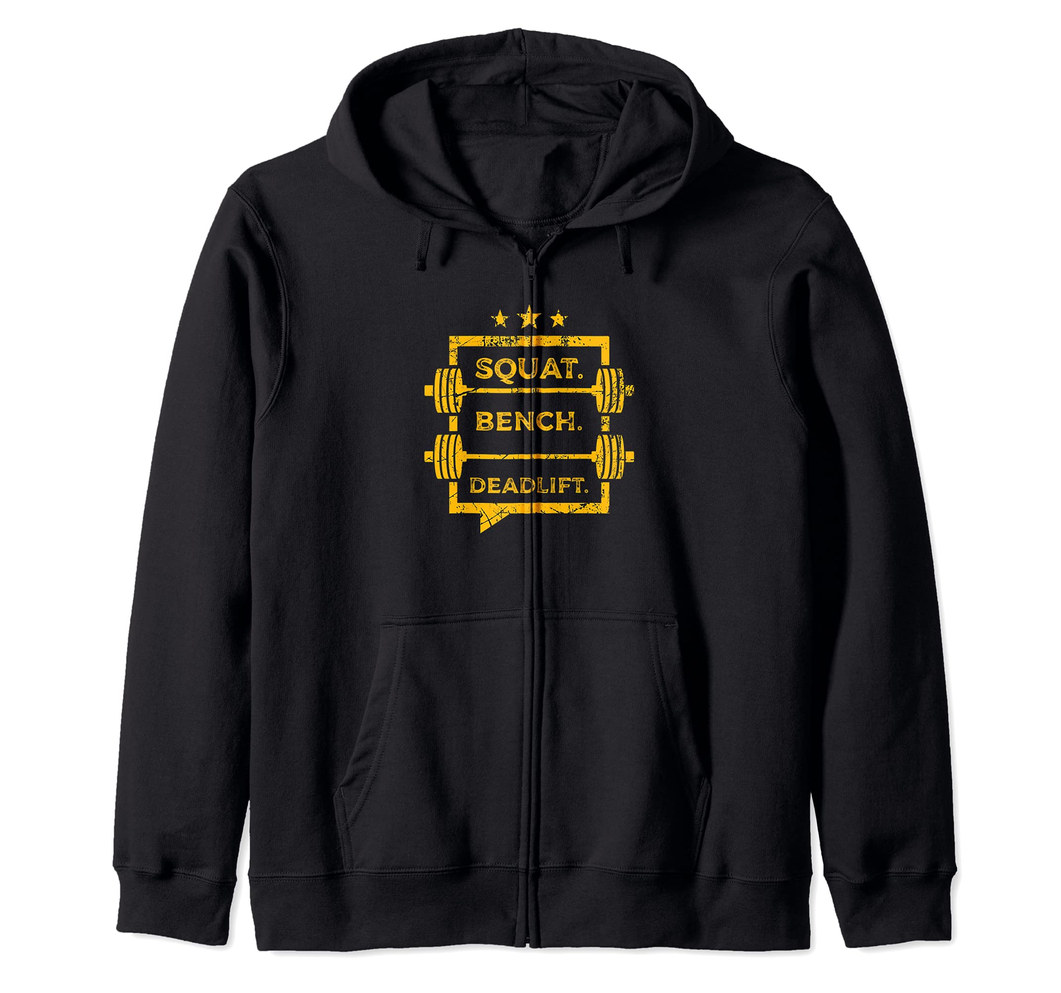 Cool Powerlifting Strength Training Barbell Zip Hoodie, Black