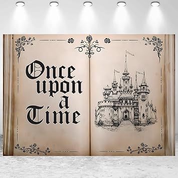 5x3ft Once Upon a Time Backdrop Castle Fairy Tale Books Photography Background for Girls Princess Birthday Wedding Baby Shower Party Banner Decorations Photo Studio Props
