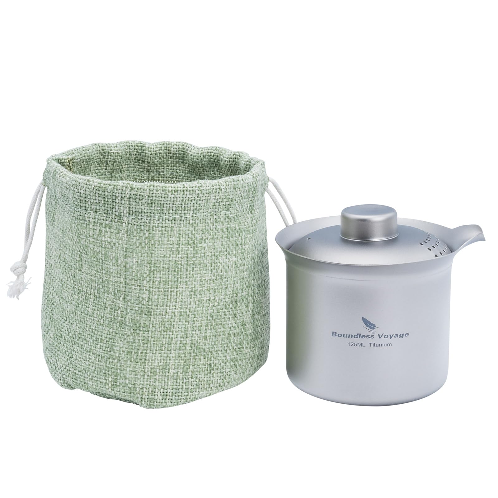 Boundless Voyage Tasse à thé double couche en titane pour l'extérieur, le camping, la randonnée, le pique-nique, les voyages (Ti3145D-125 ml)