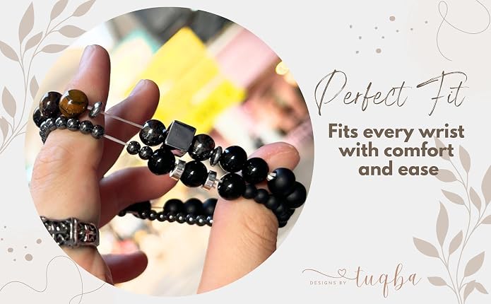 Set de 2 pulseras protectoras para hombre con piedras naturales miniatura 5