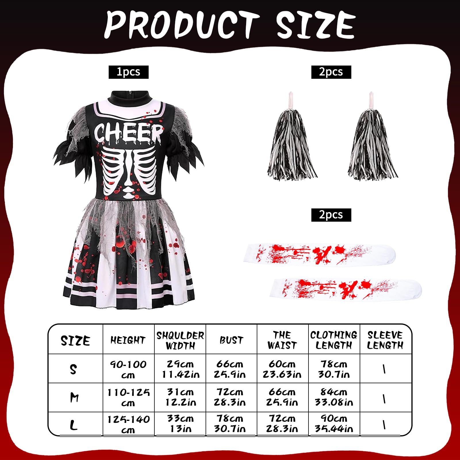 HIQE-FL Zombie Cheerleader Costume, Zombie Cheerleader Costume, Zombie Dress, Cheerleader Halloween, Cheerleader Costume - Image 2