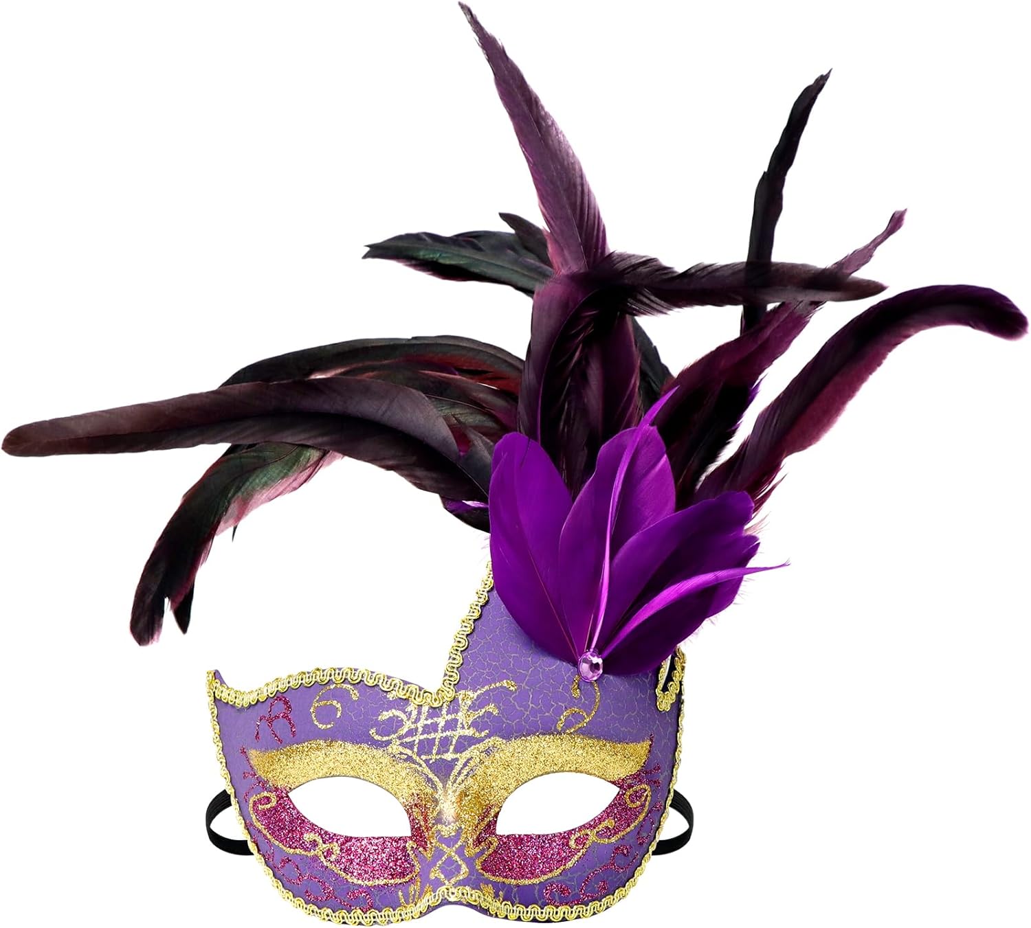 Thmyo Feather Masquerade Mask for Women Venetian Costume Party Mask Halloween Mardi Gras Masks with Feather Prom Ball