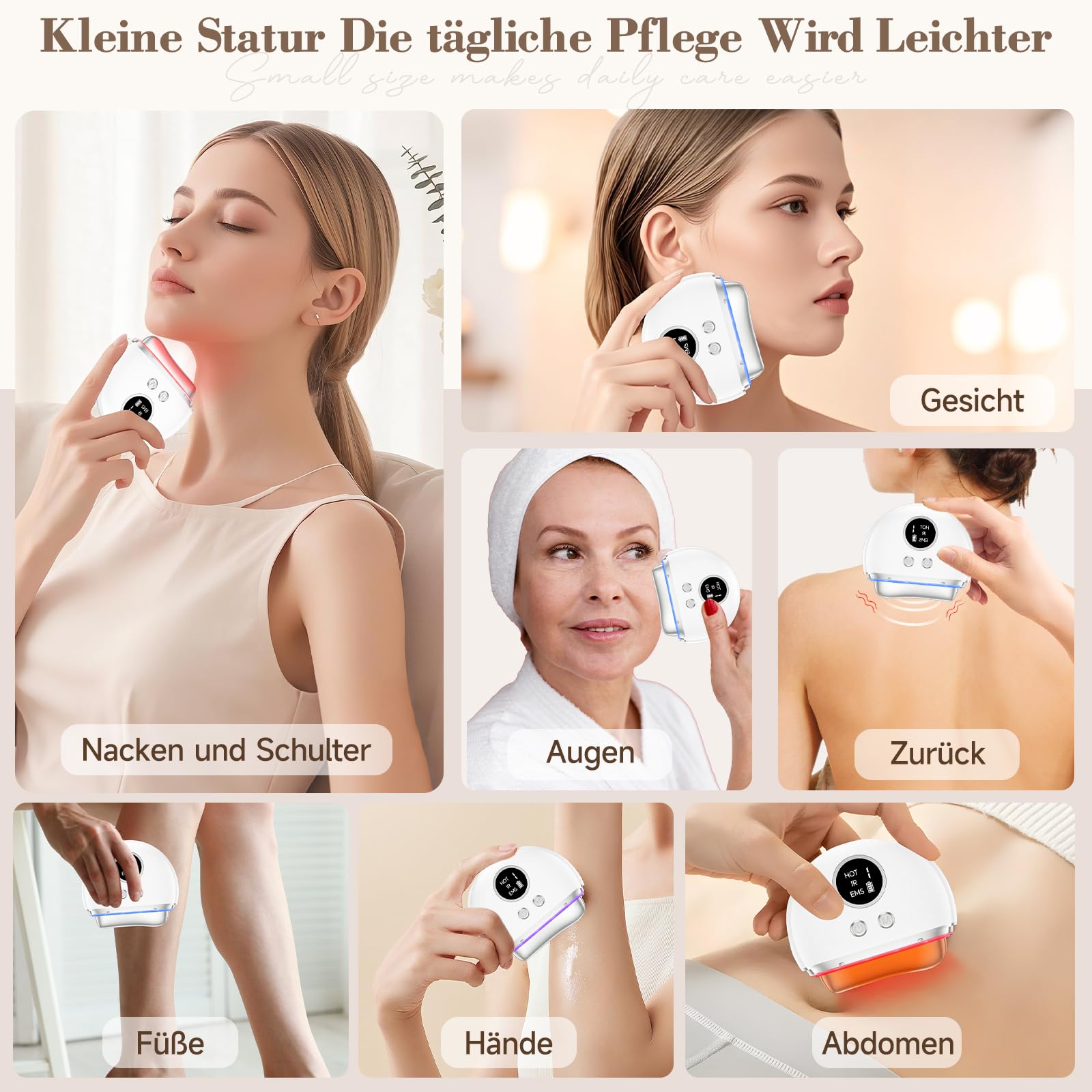 Appareil Gua Sha Électrique Visage, Massage Anti-Rides, 3 Modes EMS, Raffermissement Visage, Lifting, Double Menton, Appareil de Tonification Visage avec Lumière LED