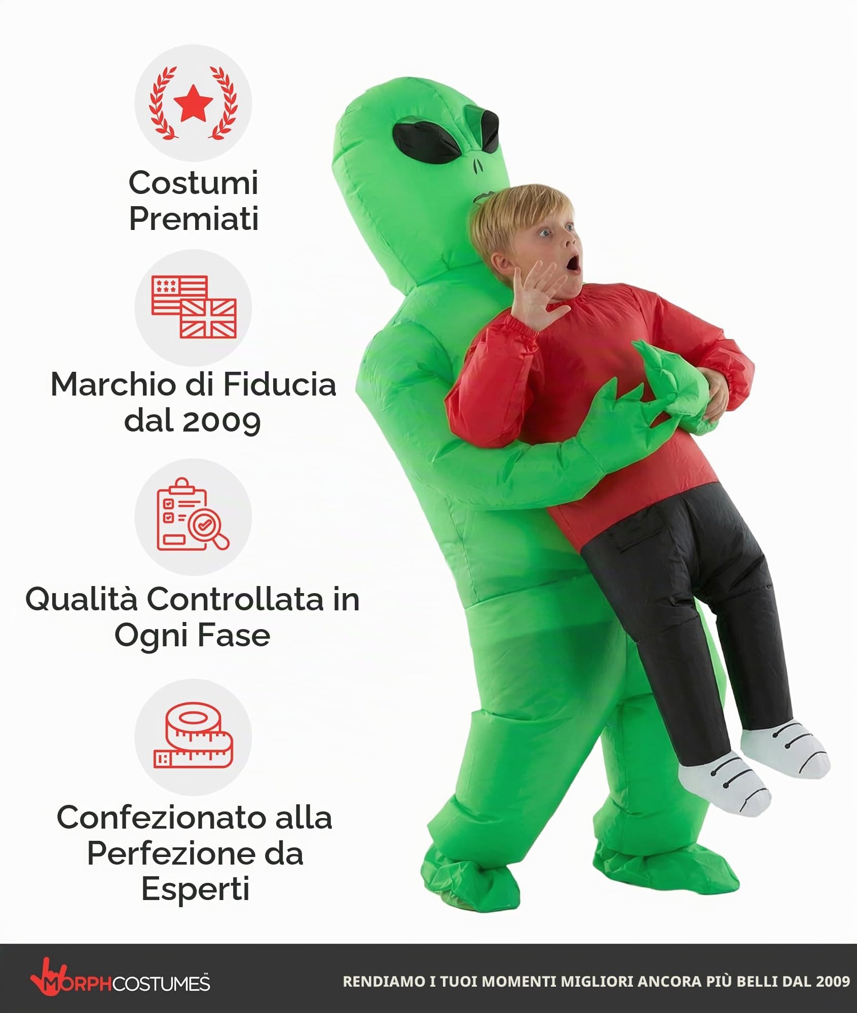 Morph Costume da alieno per bambini, costume gonfiabile rosso da alieno, costumi di Halloween per bambini, costume di Halloween per ragazzi