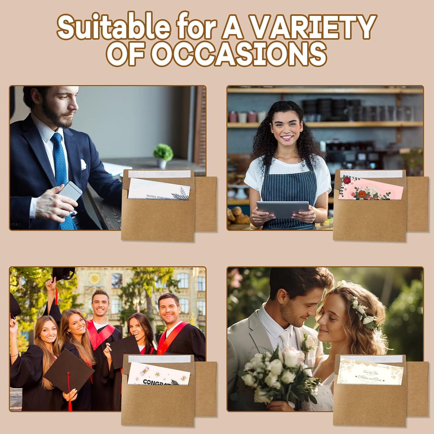 chiazllta 1000 Pieces A7 Kraft Paper Envelopes with Self Seal Bulk 5x7 Brown Envelopes 120 GSM Heavyweight for Invitations Postcard Greeting Card Photos Wedding Graduation Baby Shower Birthday Party