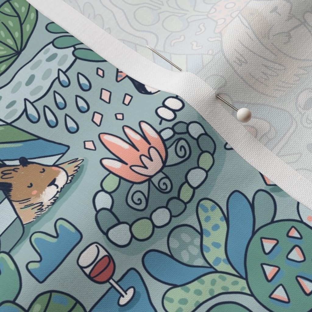 Spoonflower Fabric - Outdoor Retreat Whimsical Pets Woodland Guinea Pig Relax Vacation Printed on Petal Signature Cotton Fabric Fat Quarter - Sewing Quilting Apparel Crafts Decor