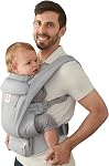 Ergobaby Omni Deluxe Baby Carrier for Newborn to Toddlers 0-48 Months (7-45 lbs) - 4-Position Breathable Mesh Baby Carrier with Ergonomic Support, Storage Pockets, and Sun Hood - Serene Blue