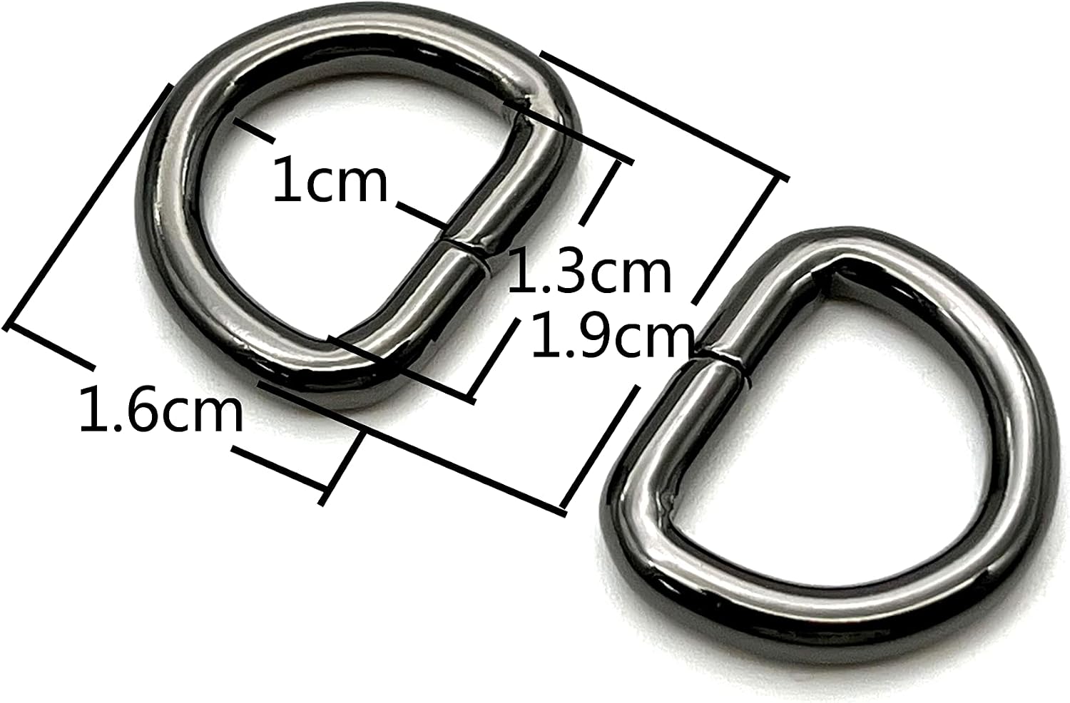 D Shape Rings Semi-Circular D ring buckles Non-Welded 1/2" / 13mm iron for webbing straps bags purse belt Dog Collars hardware making Gunmetal P107