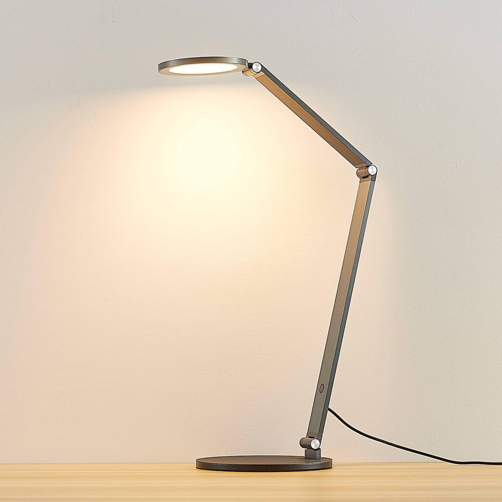 Lucande LED Tischlampe Mion dimmbar (Modern) in Alu aus Aluminium (1 flammig,) - Tischleuchte Schreibtischlampe Nachttischlampe Arbeitszimmerleuchte