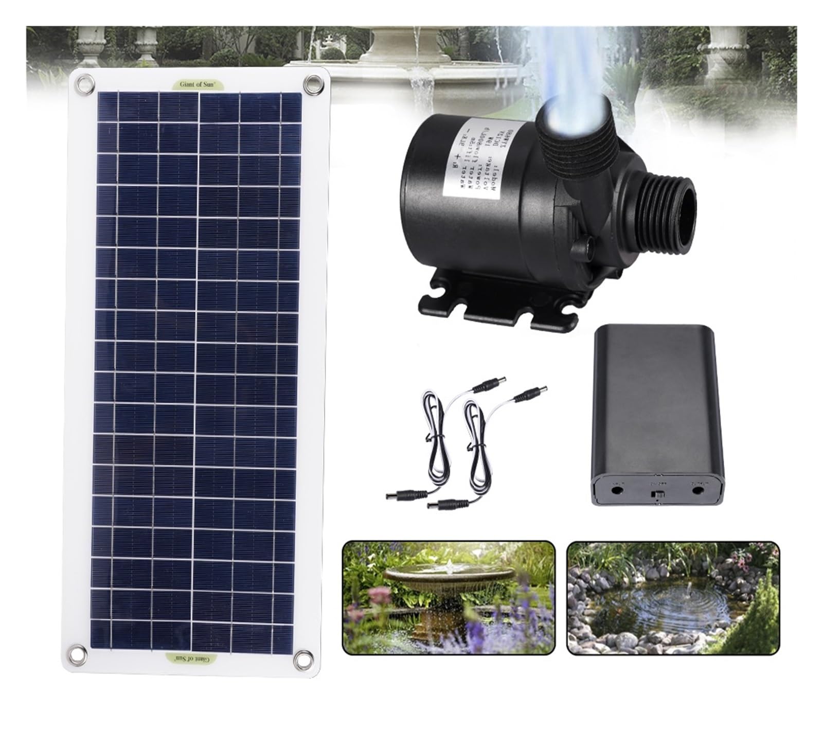Pompa Wodna Solarna, 50W 800L/H bezszczotkowy zestaw pompy wodnej zasilanej energią słoneczną wyjątkowo cichy zatapialny silnik pompy wodnej staw rybny fontanna ogrodowa dekoracja(Without Battery Set)