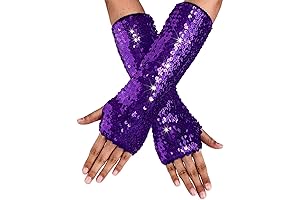 Fashion Sparkly Purple Sequin Gloves
