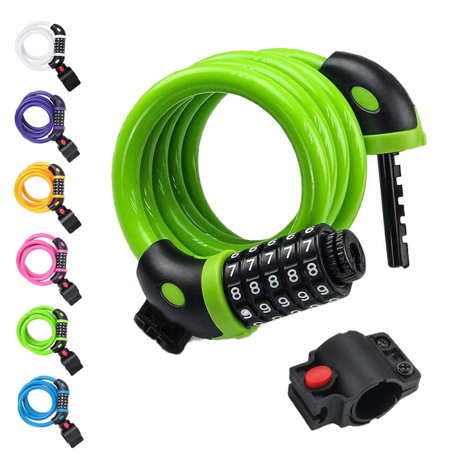 NDakter Bike Lock, 4/5.6 Feet Bicycle Cable, High Security 5 Digit Resettable Combination Coiling Bicycle Lock, Heavy Duty Anti Theft Cable with Mounting Bracket, 1/2 Inch Diameter (12mm)