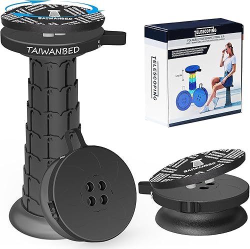 Adujstable - Taburete plegable de 20.5 in con cojín, asiento portátil, taburetes telescópicos, silla plegable de camping Adujstable para adultos,