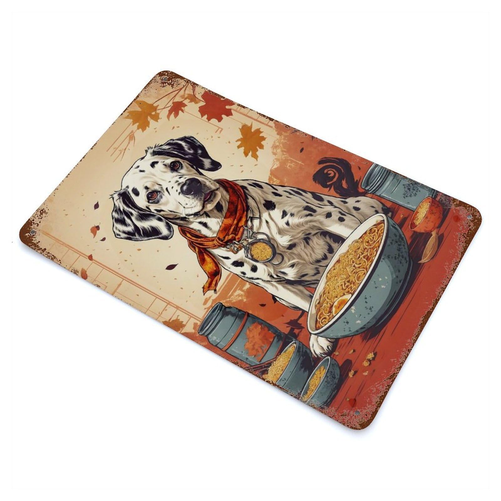Rust Effect Dalmatian Dog Aged Metal Wall Plaque 11.8"x7.9", Farmhouse Wall Decor for Office, Studio And Wall Decor