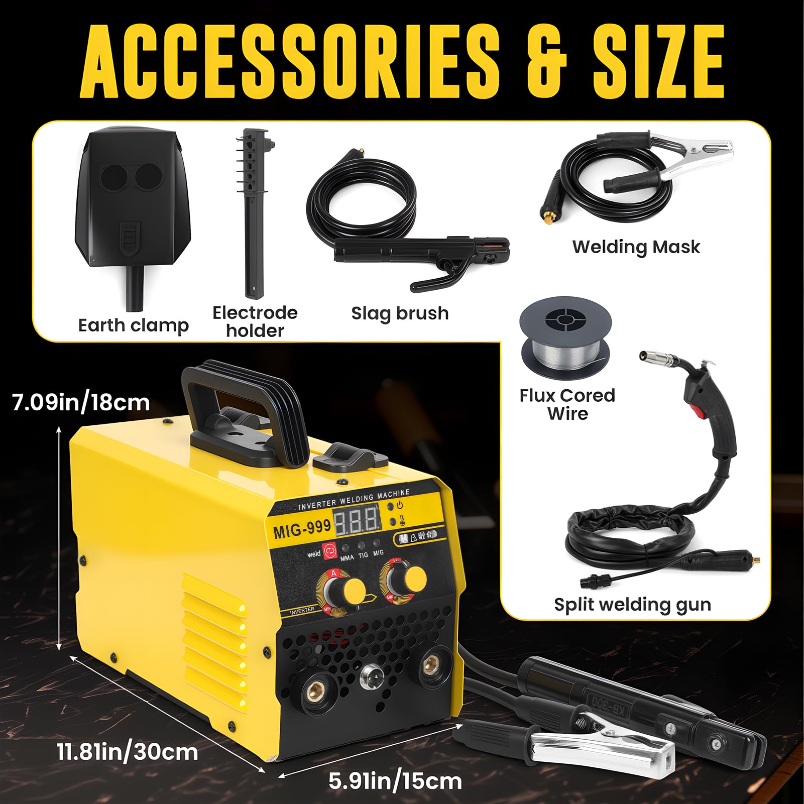 Poste à Souder 3 en 1 MIG 250A 220V Inverter, Machine de Soudage Portable MIG ARC TIG à Fil Fourré, Écran Digital LED, Poste à Souder Multi Procédé pour Métal Atelier DIY et Garage
