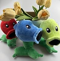Vista 7 de JHESAO Juego de 3 piezas de guisantes de peluche de plantas y zombis, juguetes de zombis, peluches de PVZ, 1, 2, muñeco suave de peluche, guisante 3