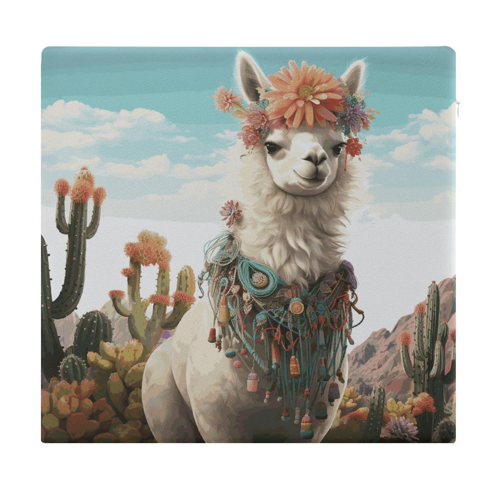 VstaDank Mexican Llama Cactus Square Cushion Cute Memory Foam Seat Cushions15x13In Comfort Meditation Floor Pillow Removable Cover Soft Stool Cushion Pillow for Balcony Tatami