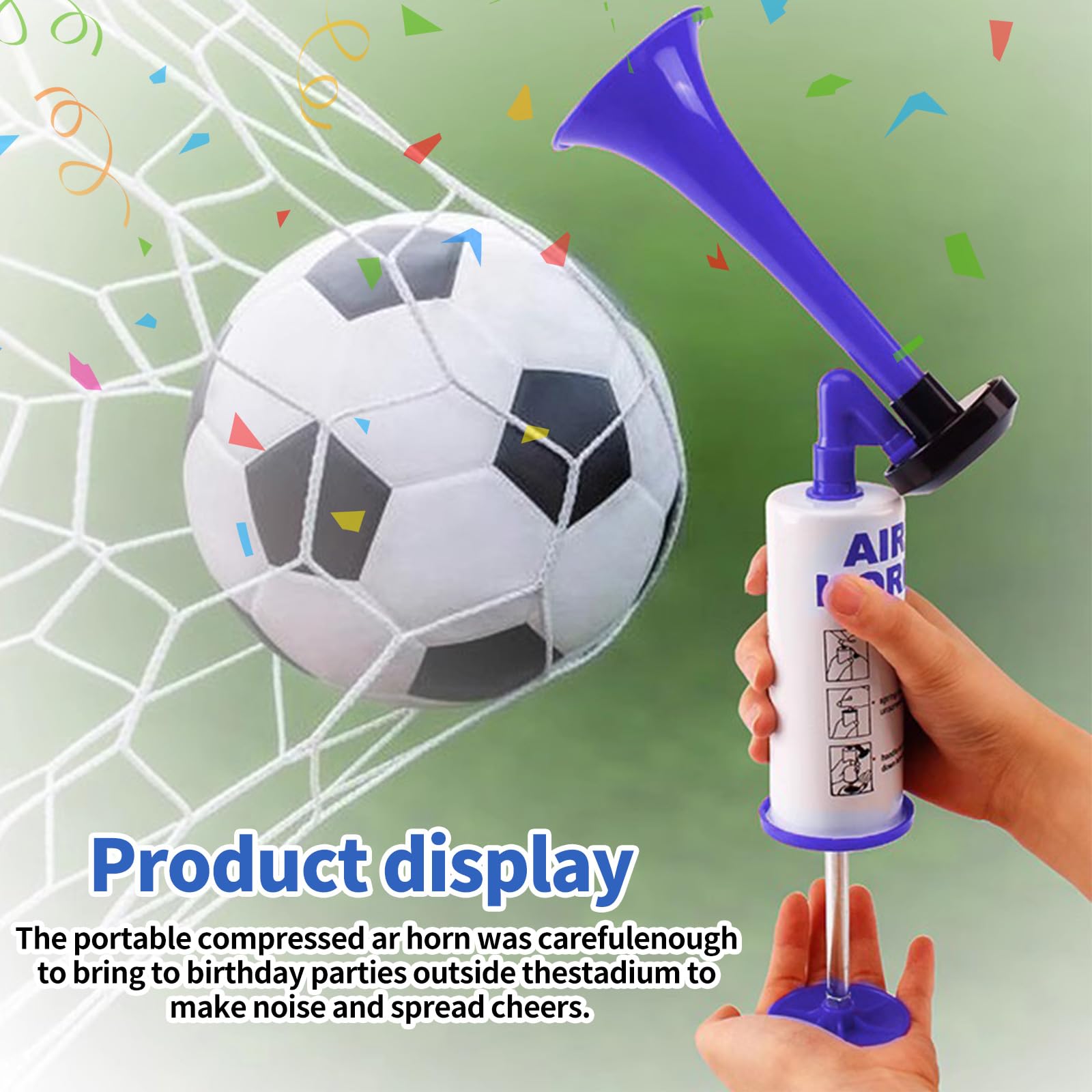 AirHorn, Metal Fanfare Compressed Air Horn Tröte Laut, Signal Horn, Klassische Air Horns Signalhorn Krachmacher, Football, Handball, World Cup, Luftdruck-Fanfare, Tröte zum Anfeuern (Blau-2pcs)