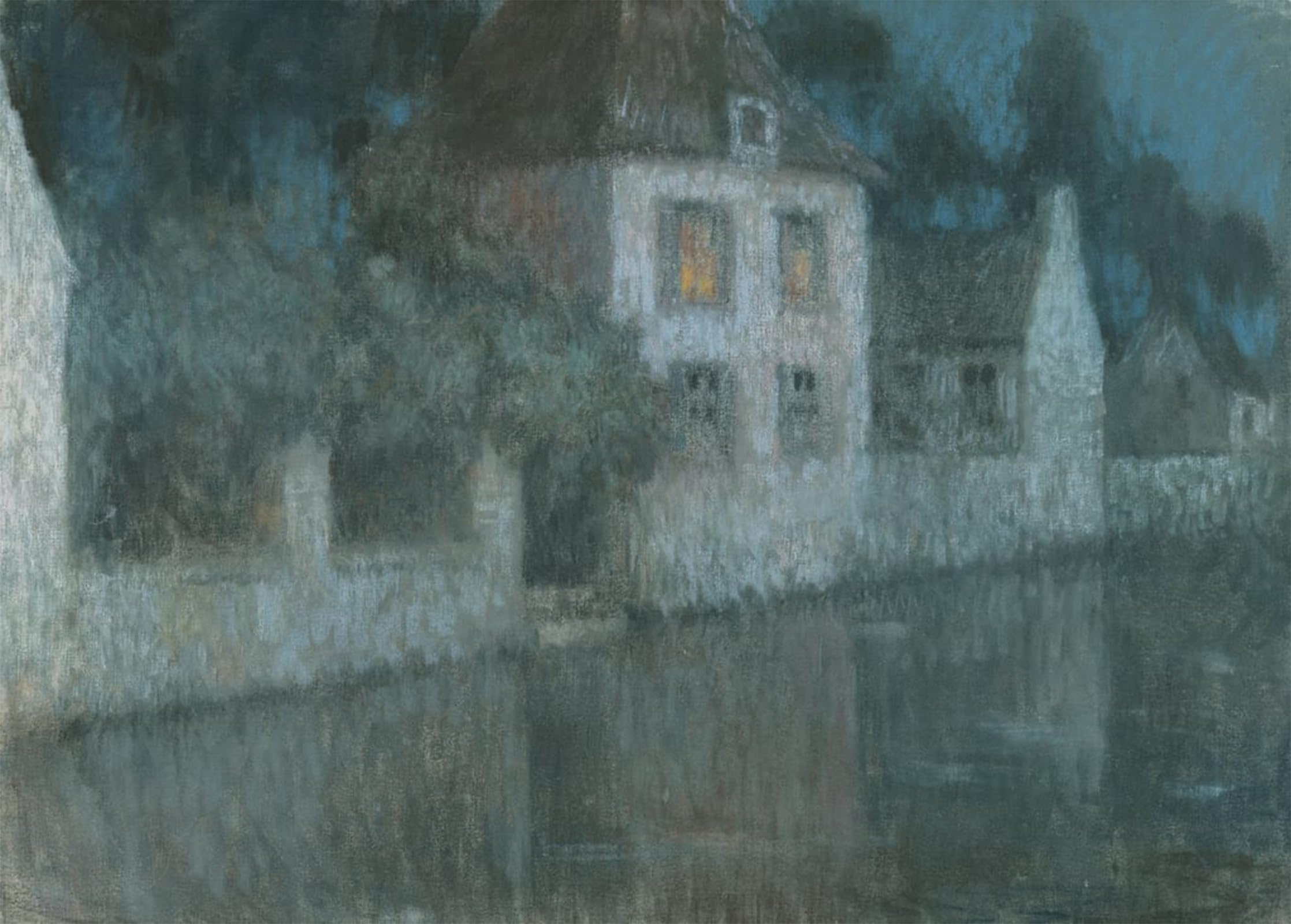 POSTERIIk Famous Modern Artwork Art Mural the Canal to Nemours by Henri Eugene Augustin Le Sidaner Oil Paintings Pictures for Home Decor 60x90cm