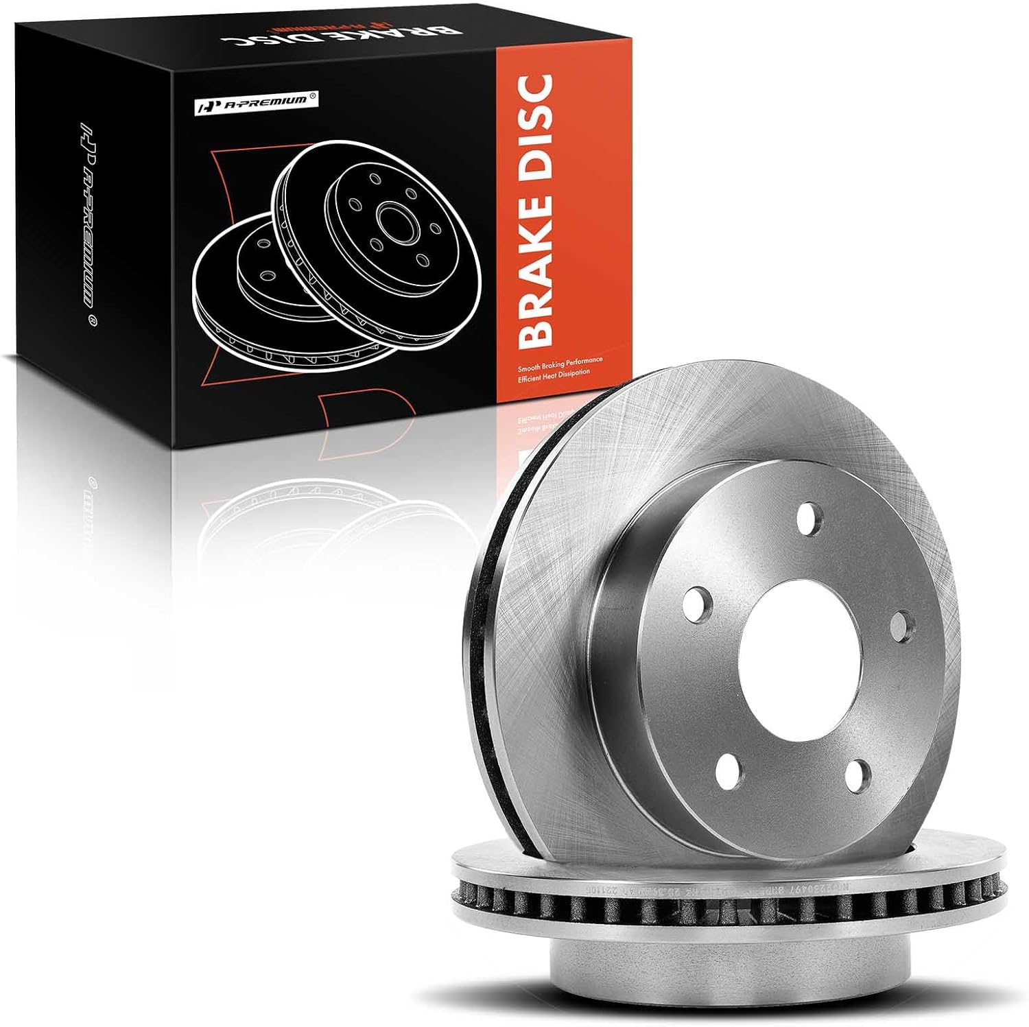 A-Premium 12.11 inch (304mm) Front Vented Disc Brake Rotors Compatible with Select Dodge Models - 1500 2000-2001, RWD, 2-PC Set