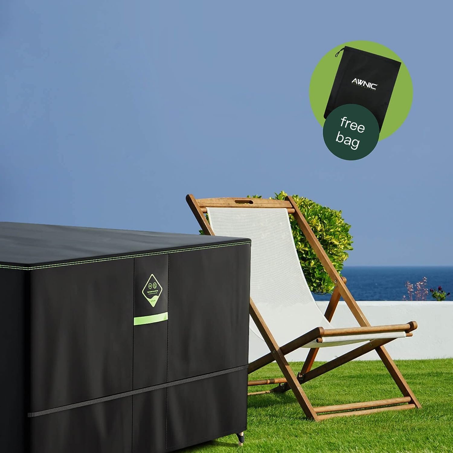 AWNIC Garden Furniture Cover Waterproof with Hooks Heavy Duty 420D Oxford, Windproof Anti-UV Outdoor Patio Table Covers with Air Vent, Cube Square Black (125 * 125 * 71cm) 8 71PTbiCF5RL. AC SL1500