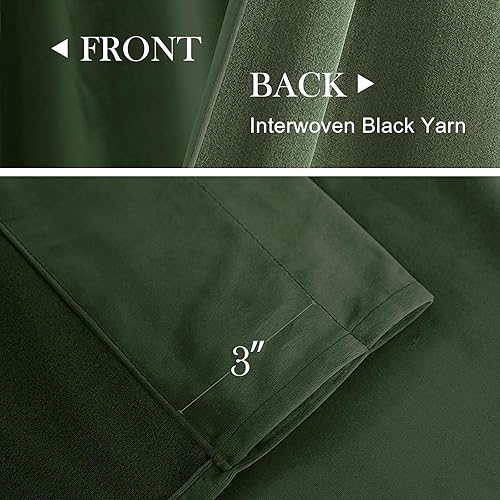 Miniatura 5 de Lazzzy Cortinas opacas de terciopelo verde con aislamiento térmico de 84 pulgadas de largo, cortinas para dormitorio, sala de estar, tratamiento de