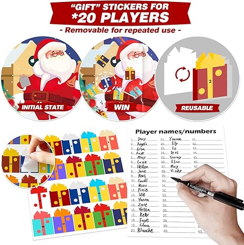 Miniatura 3 de PARTYLOUD Juegos de fiesta de Navidad, pin el regalo en el juego de Papá Noel, juegos de Navidad, suministros de juegos de fiesta de Navidad para