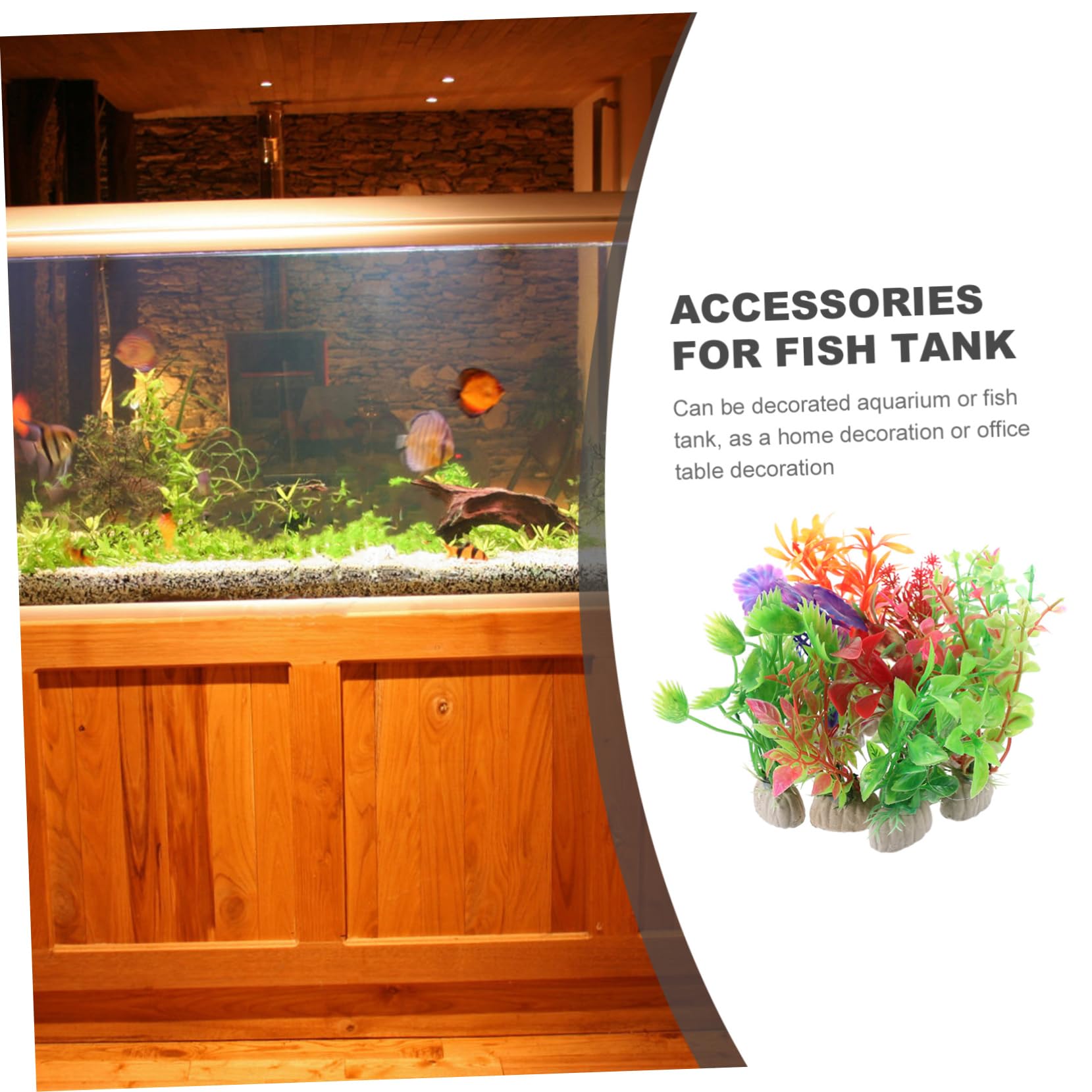 ABOOFAN 5 Set Piante Acquatiche Artificiali Arredamento Carri Armati Acquatico Pianta Decorazioni Per Accessori Per Acquari Piante D'acquario Finte Plastica 10 Pezzi*5