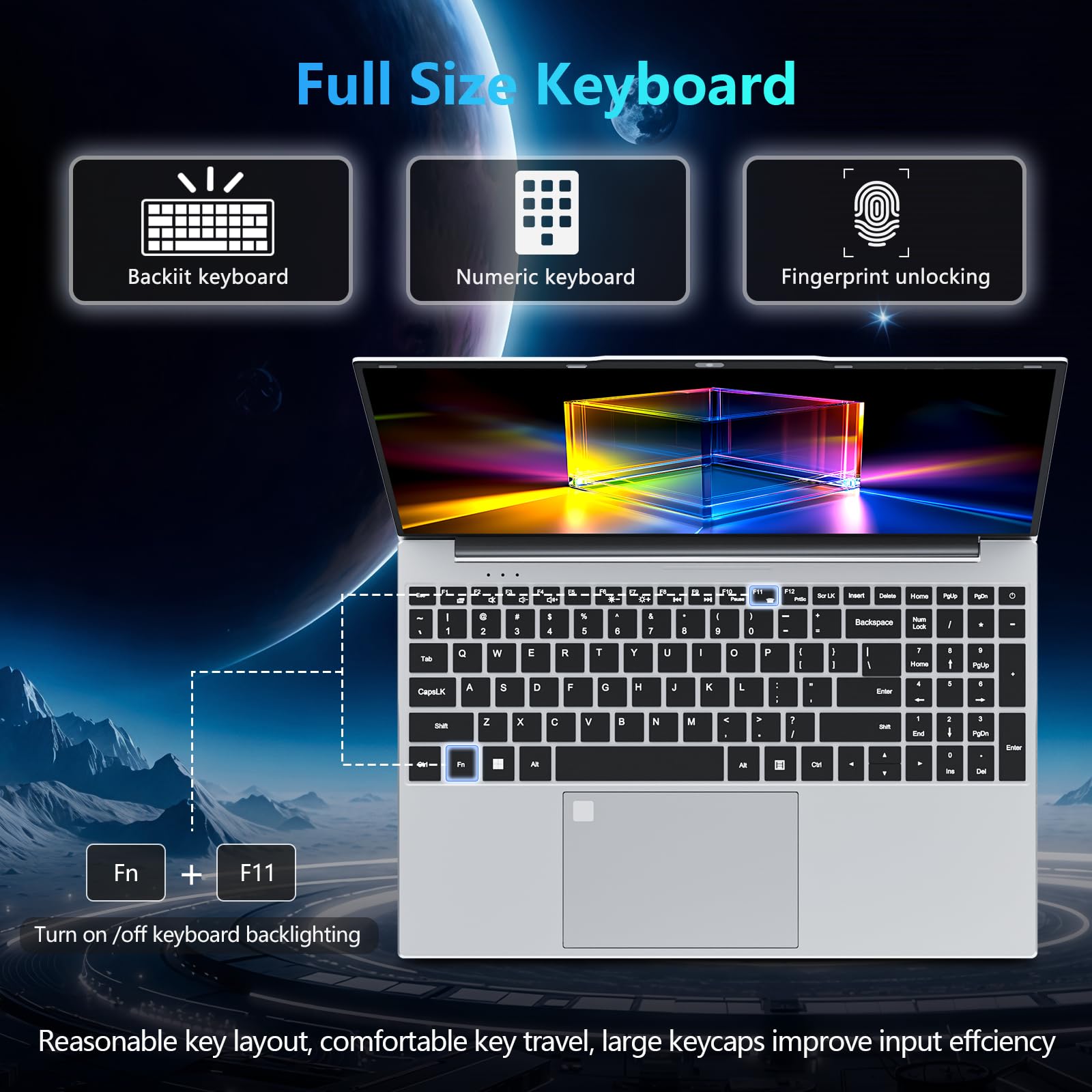 Notebook Win 11, 15,6 Pollici PC Portatile 24GB RAM 512GB SSD, Celeron N5095 CPU, Webcam+BT4.2+USB3.0, Laptop Digitale Tastiera Retroilluminata/Sblocco Impronta Digitale, 180° Flip IPS Schermo