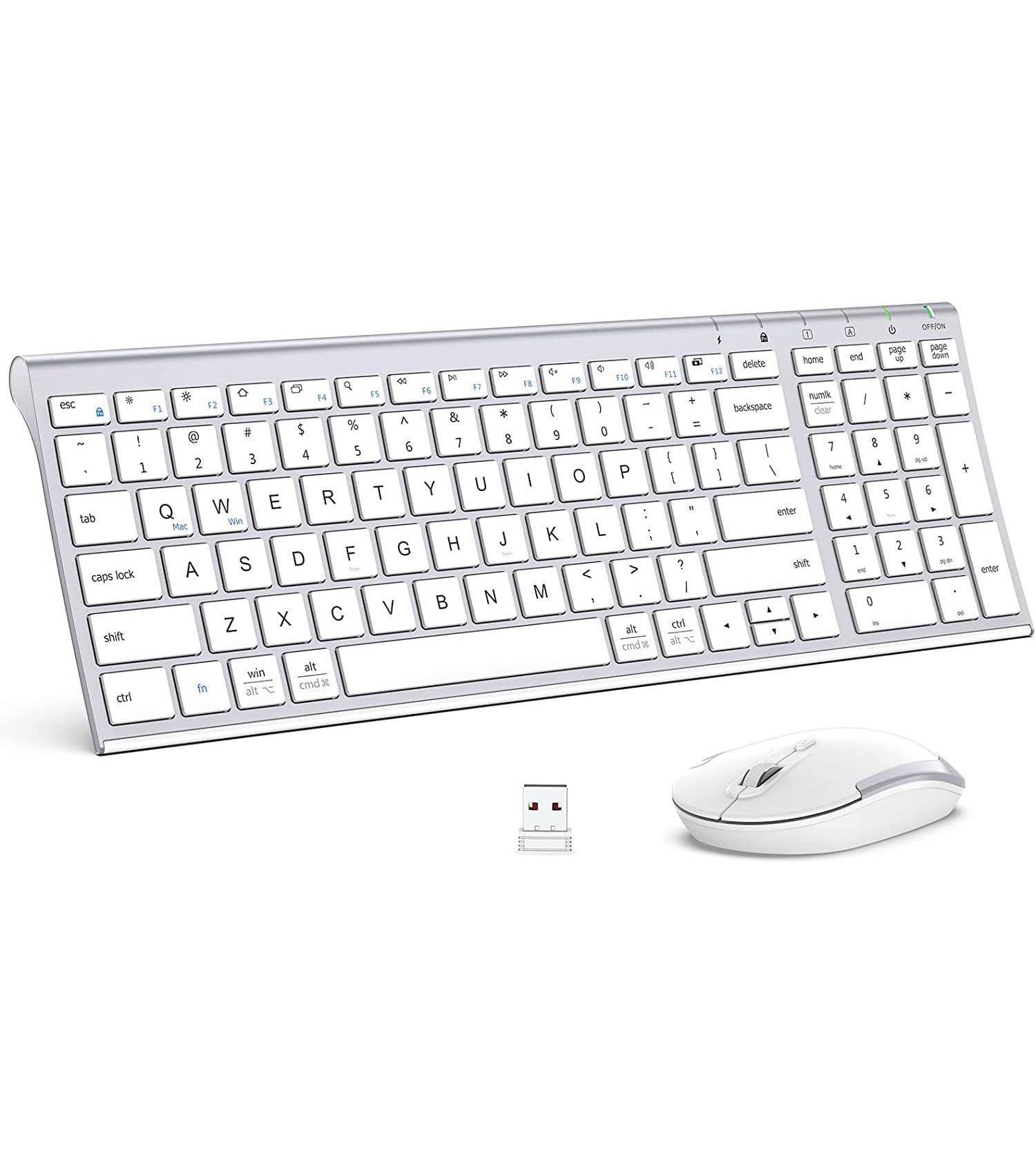 iClever GK03 - Combo de Teclado y Ratón Inalámbricos: QWERTY Español, Conectividad Silenciosa 2.4G, Recargable por USB-C, Diseño Compacto y Delgado - Ideal para iMac/PC/Portátil, Escritura Cómoda