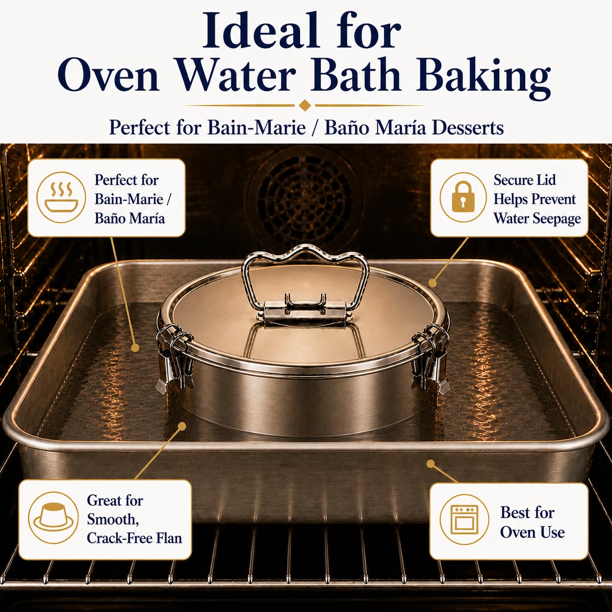 Molde de acero inoxidable para flan/pudín, compatible con olla instantánea de 8 cuartos de galón, sartén para tartas de queso, sartén fácil de usar para hornear con baño de agua,
