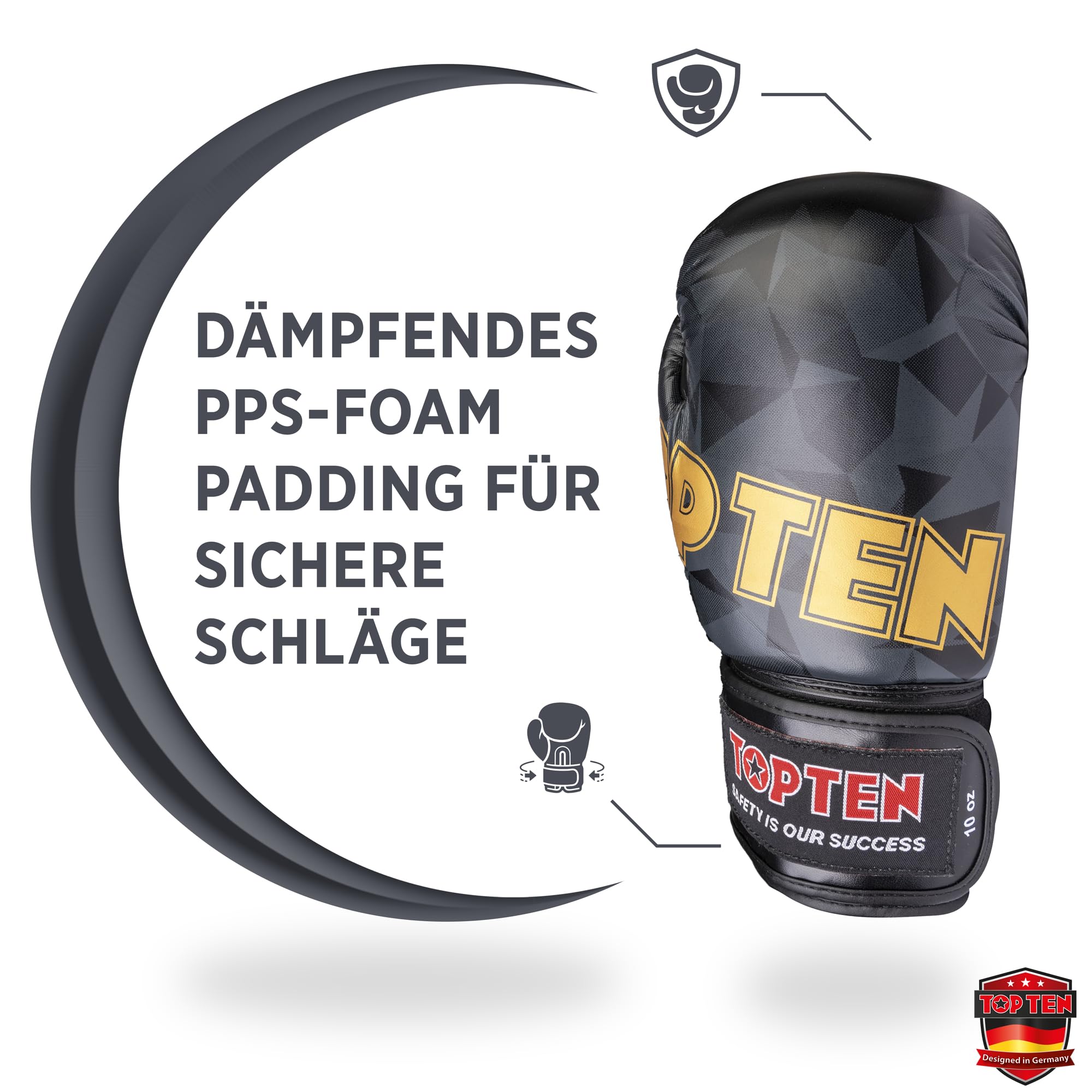 TOP TEN Boxhandschuhe Männer & Frauen Prism – Professionelle Box Handschuhe Herren mit dämpfendem PPS-Foam Padding für maximalen Schutz & Dämpfung – Premium Ausrüstung für Boxen 8oz, 10oz, 12oz
