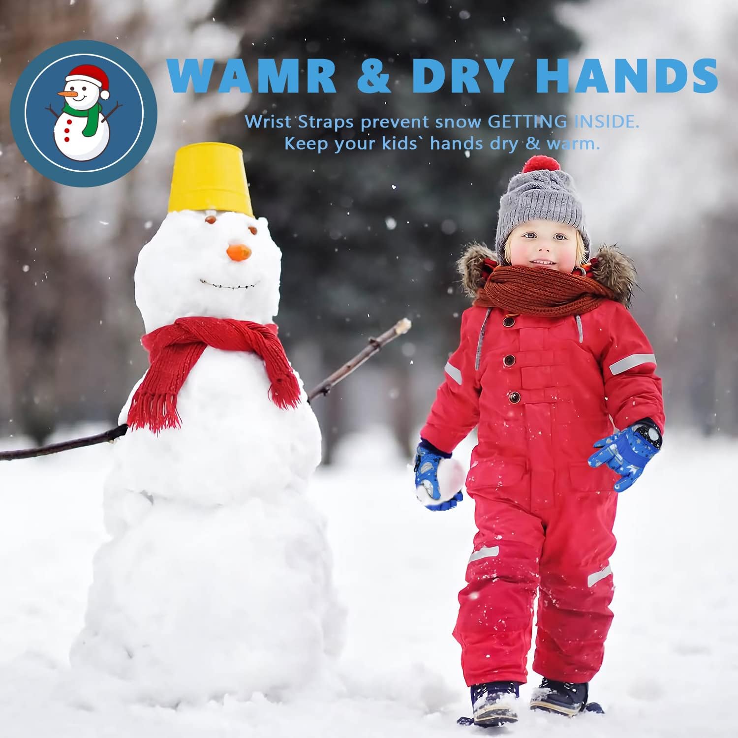 DARCHEN Kids Snow Gloves for Boys Girls Winter Waterproof Insulated Kids Ski Gloves Thickening Warm Windproof Outdoor Sports Gloves for Boys Girls : Clothing, Shoes & Jewelry