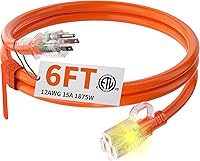Vista 82 de HUANCHAIN Cable de extensión para exteriores de calibre 14/3 de 25 pies, resistente al agua, con cable eléctrico de 3 clavijas iluminado y flexible