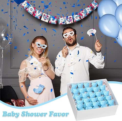 Miniatura 4 de Buryeah Juego de 48 regalos de oso para baby shower para invitados, jabón de oso pequeño con etiquetas de agradecimiento, jabón hecho a mano para