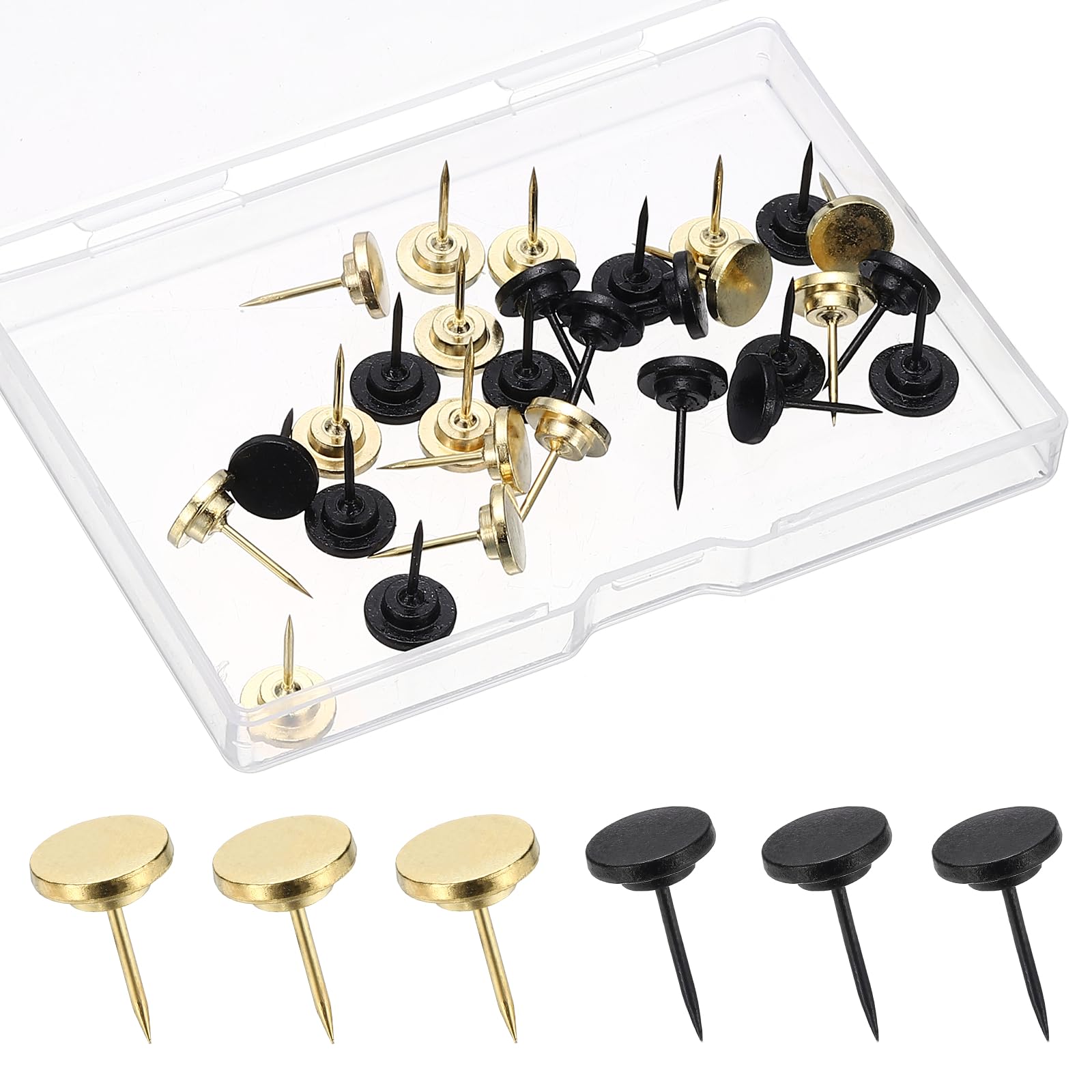 Punaises noires et dorées PATIKIL, lot de 15 fixations plates pour bricolage créatif