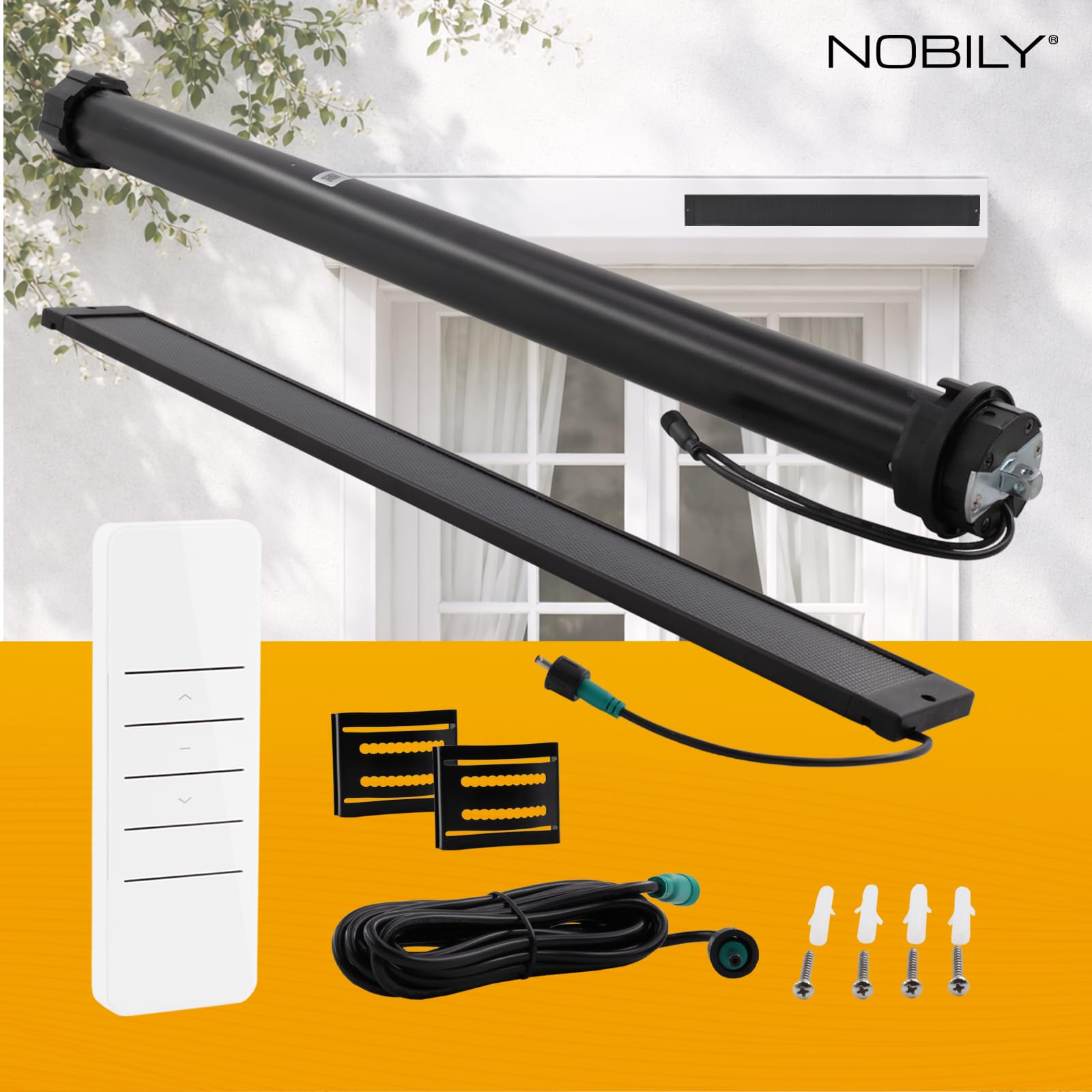 NOBILY Solarpaket Maxi Rollladenmotor SW60, Solarpanel Akku 12V Antrieb 20Nm