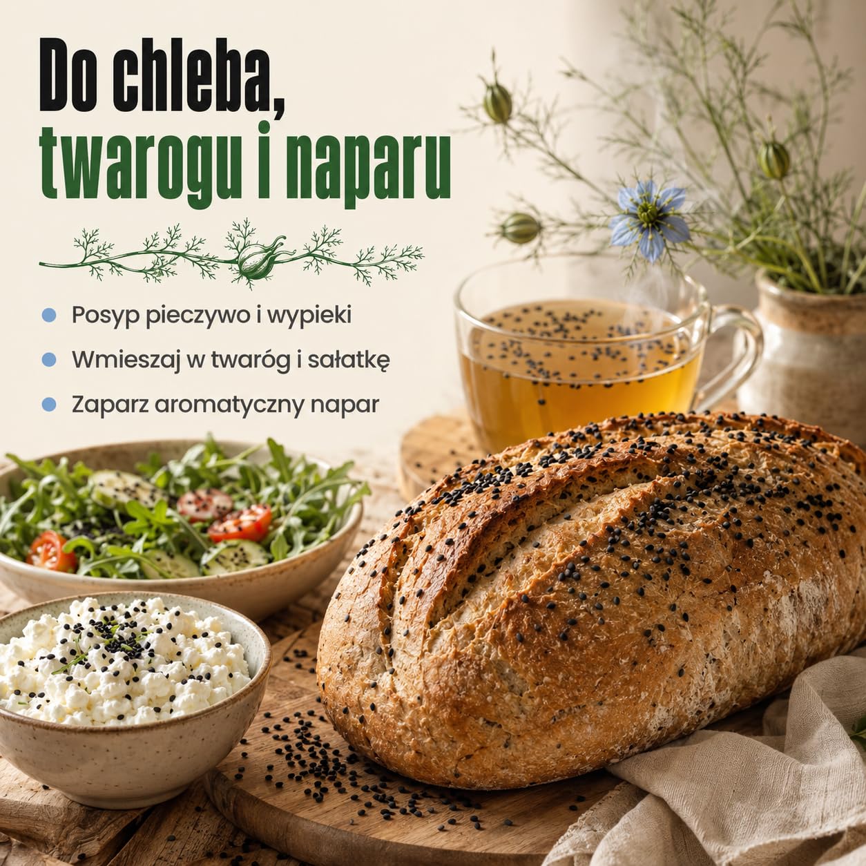 GiDeli Nasiona czarnuszki 1 kg prawdziwych nasion czarnuszki uniwersalne w Twojej kuchni
