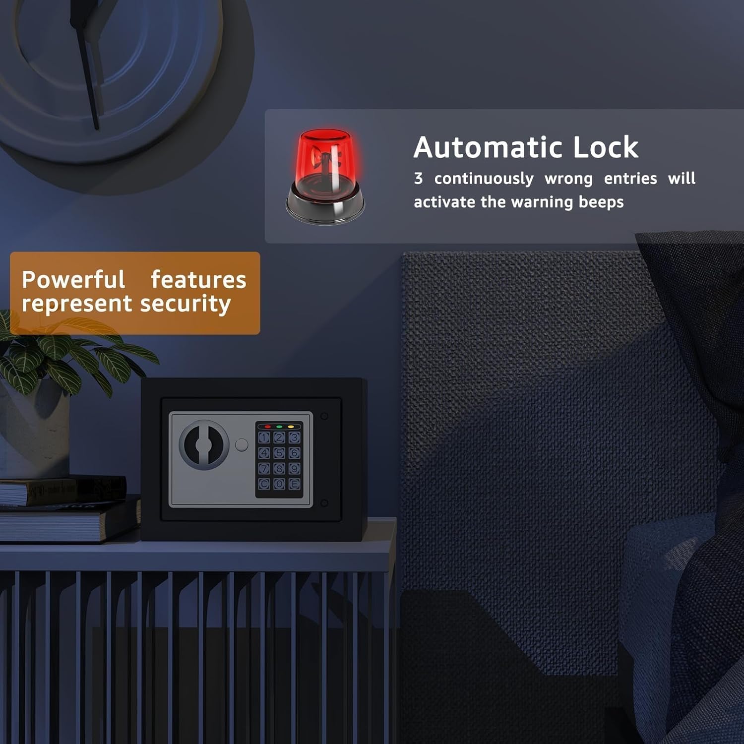 PATRON Small Safe Box for Money with Code and Keys，Solid Mini Safe for Kids with Digital Electronic Security Keypad for Home Office Hotel,Personal Money Safes for Cash,0.236 Cuft (Black)