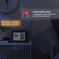 Vista 5 de Caja de seguridad pequeña PATRON para dinero con código y llaves, caja fuerte mini sólida para niños con teclado de seguridad electrónico digital