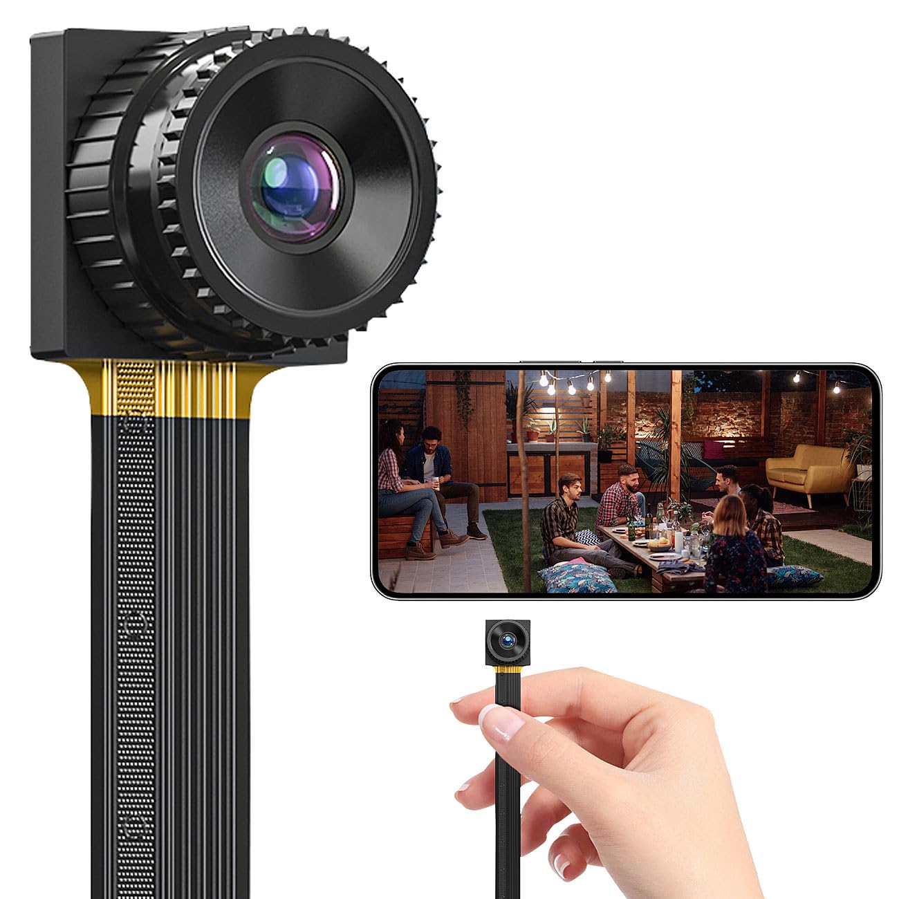 Somikon Unsichtbare Kamera: 2er-Set 2K-WLAN-Micro-Einbaukameras, Bewegungserkennung, Mikrofon, 4MP (Kameramodule, Knopf Kamera)