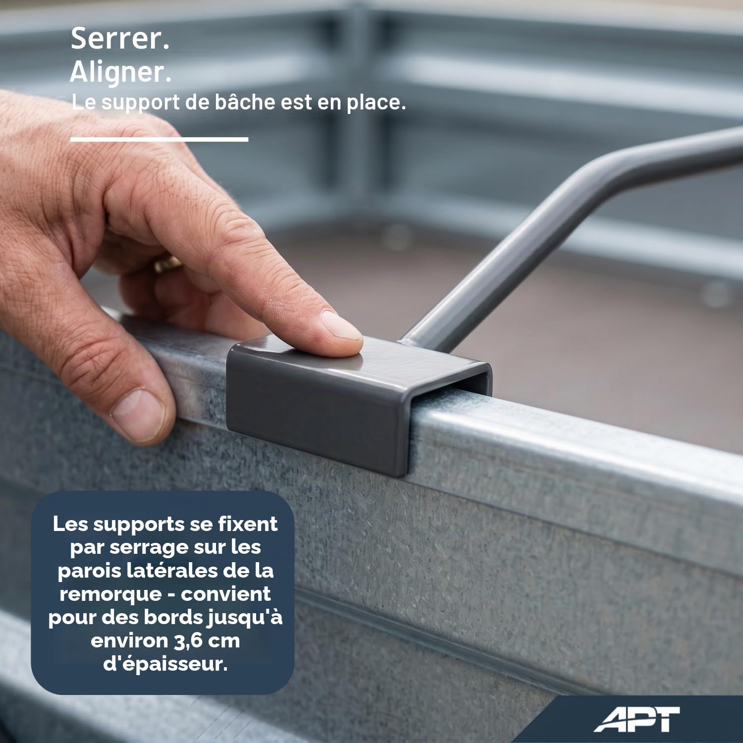 APT Lot de 3 supports de bâche plate pour remorque réglables 100-155 cm Support de toile métallique
