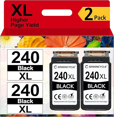 greencycle Cartucho de tinta PG-240XL 240 XL refabricado compatible con Canon PIXMA MG3620 MG4220 MG3220 MG2220 MX392 MX432 MX472 MX512 MG3522 MX522