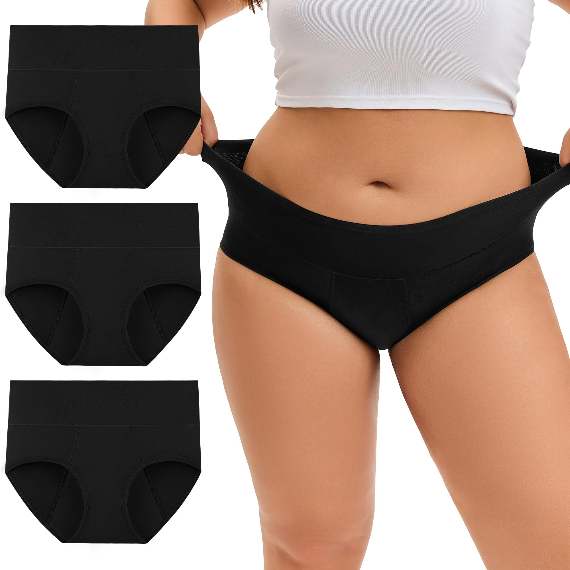 INNERSY Periodenunterschwäsche Starke Blutung Große Größen Bambus Menstruation Slip (44-62) 3 Pack
